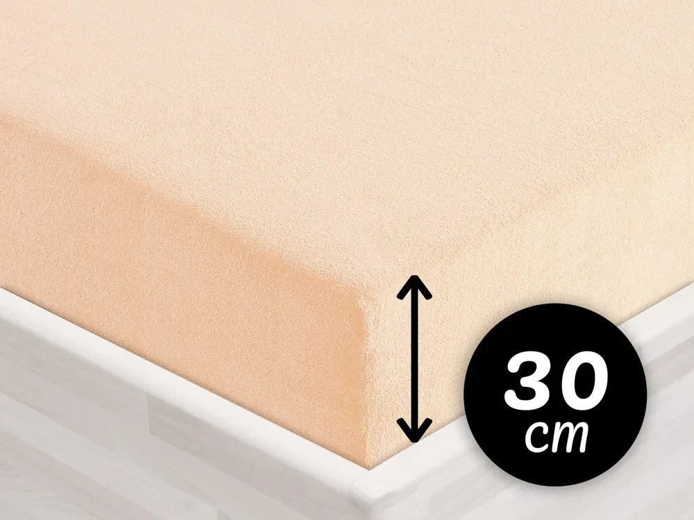 Froté napínacie prestieradlo na vysoký matrac FR-021 Púdrové 200 x 200 - výška 30 cm