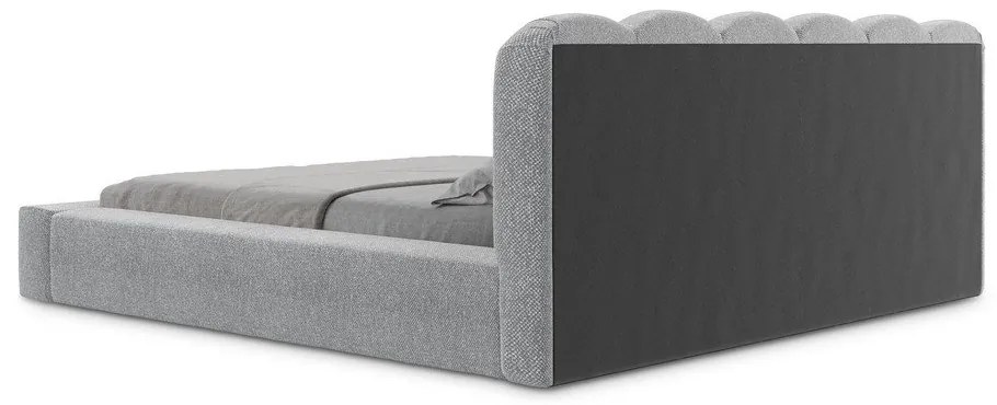 Sivá čalúnená dvojlôžková posteľ s úložným priestorom s roštom 180x200 cm Mano – Makamii