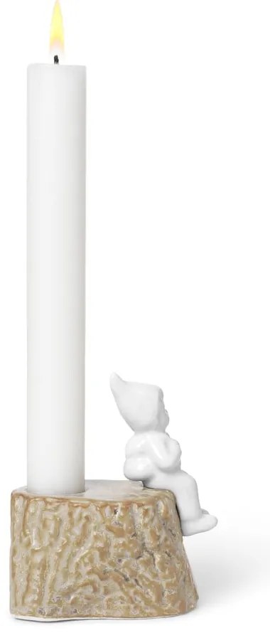 Vianočný svietnik z porcelánu a kameniny Kähler Design, dĺžka 9 cm