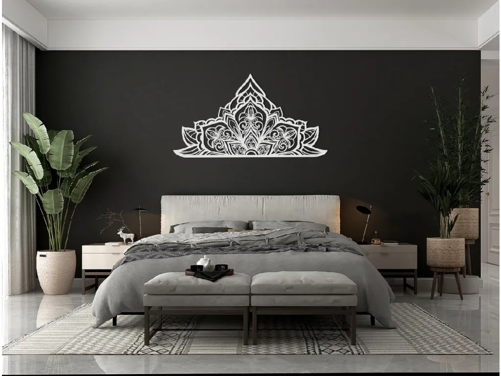 drevko Polovičná mandala z dreva Ornament Rozmer obrazu: 35,5 x 65 cm, Farba dekorácie: Čierna