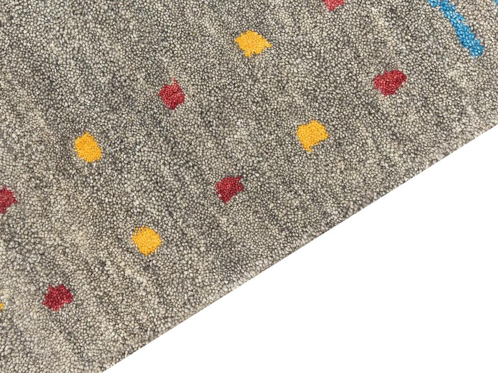 Vlnený koberec gabbeh 80 x 150 cm sivý SEYMEN Beliani