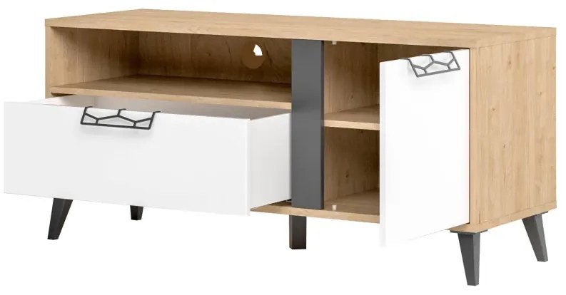 TV stolík Moet 24 120 cm orech americký Jackson/biely/grafit