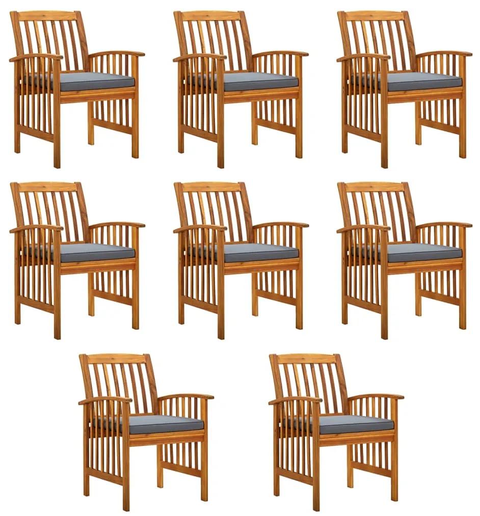 Záhradné jedálenské stoličky 8 ks so sedákmi akáciový masív