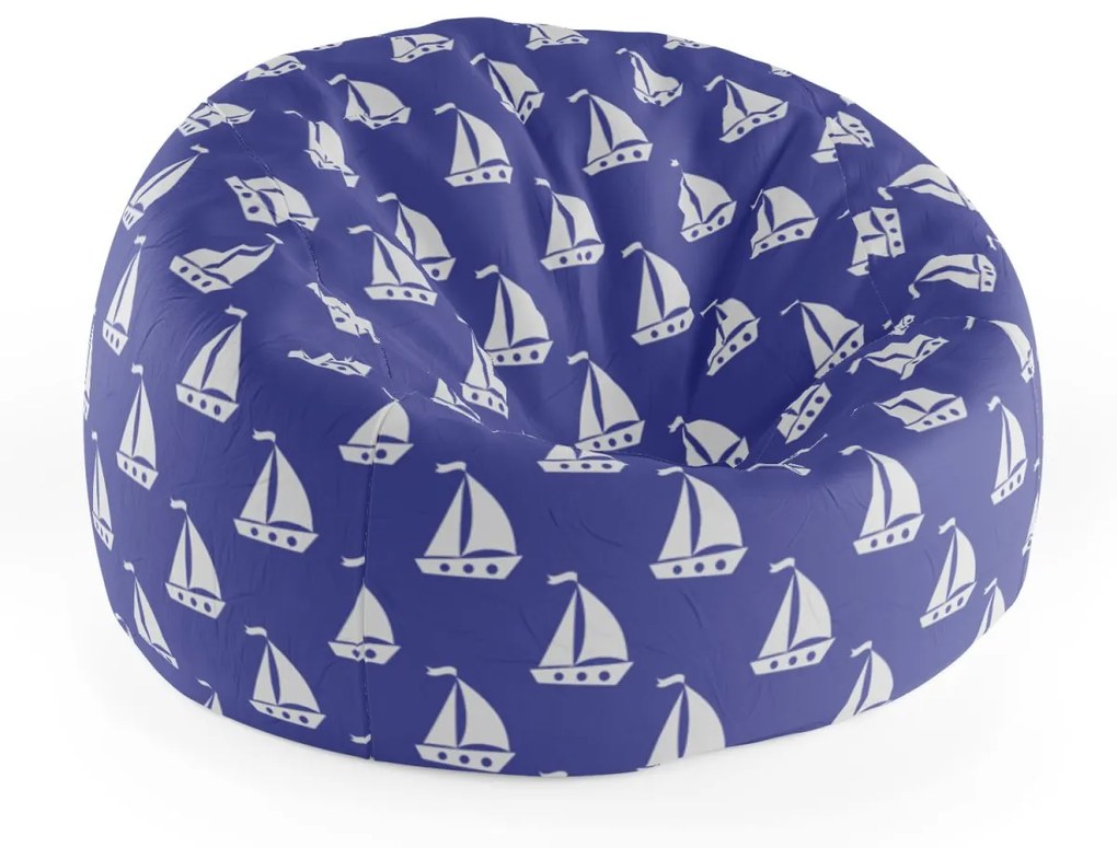 Sablio Sedací vak Cocoon Biele lode - 75 x 45 x 35 cm