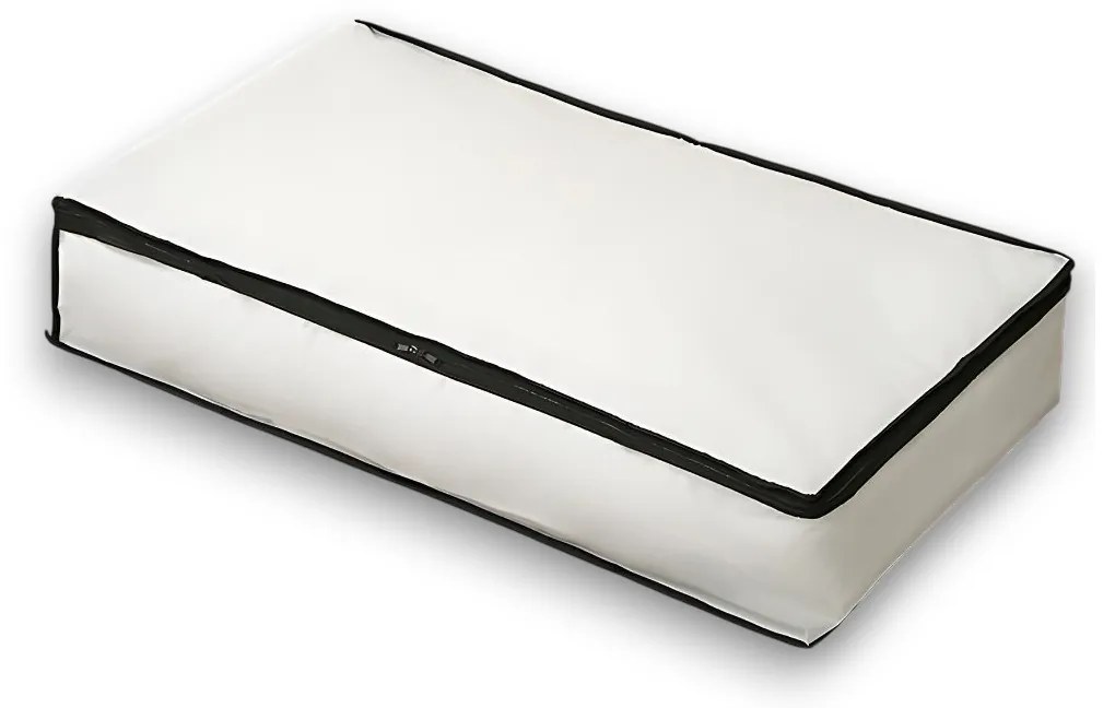 Arte Regal Textilný úložný box na uschovanie oblečenia a posteľnej bielizne, WHITE KIPIT, 105x45x15, biely