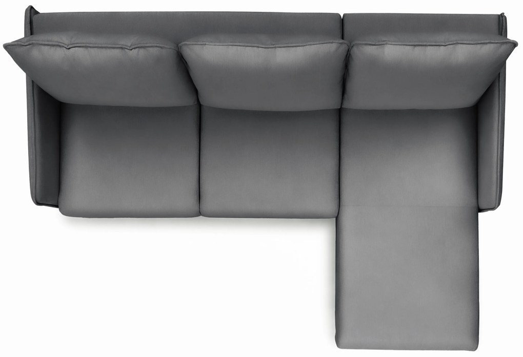 Rozkladacia rohová sedačka Taila Mini pravá - šedý zamat Velluto 18 / čierne nožičky