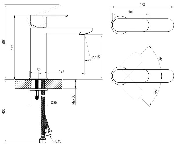 Ravak X070458 - Umývadlová batéria CHROME 17,7 cm čierna