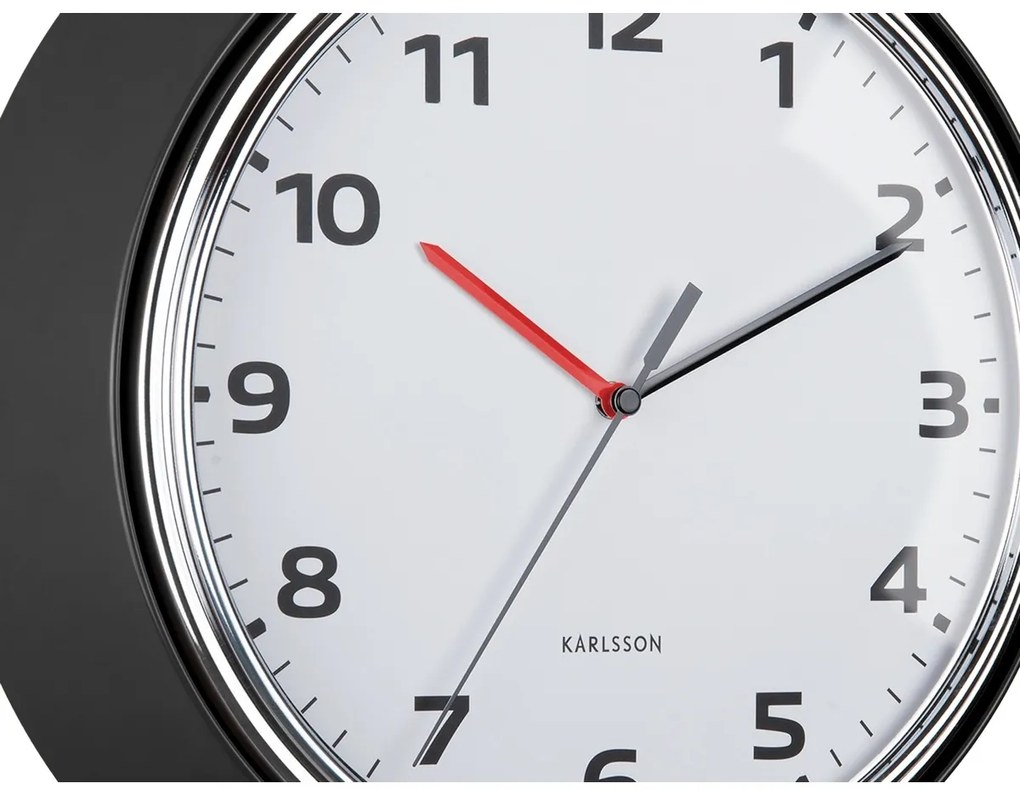 Karlsson 6006BK dizajnové nástenné hodiny čierna, pr. 34 cm
