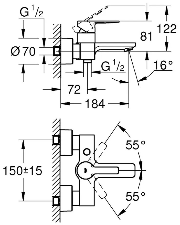 GROHE Lineare - Páková vaňová batéria, supersteel 33849DC1