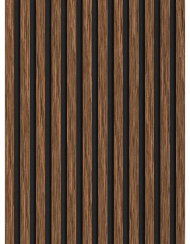 Mexen Lam-F, akustické stenové lamely 275 × 30 cm, plstený podklad 8 mm, technická dyha, mahagón rubínový, S105-275307-3015-013