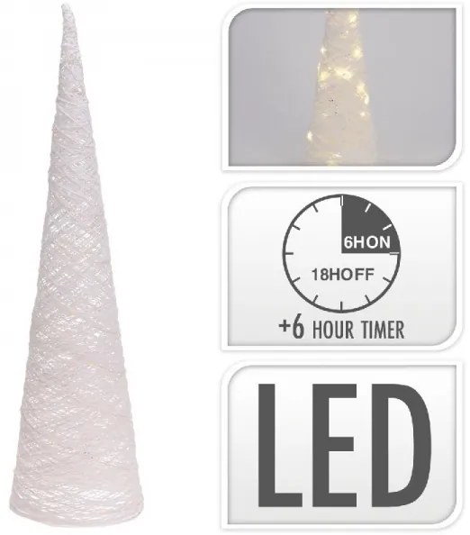 Vianočný stromček s LED a časovačom – biely 80 cm