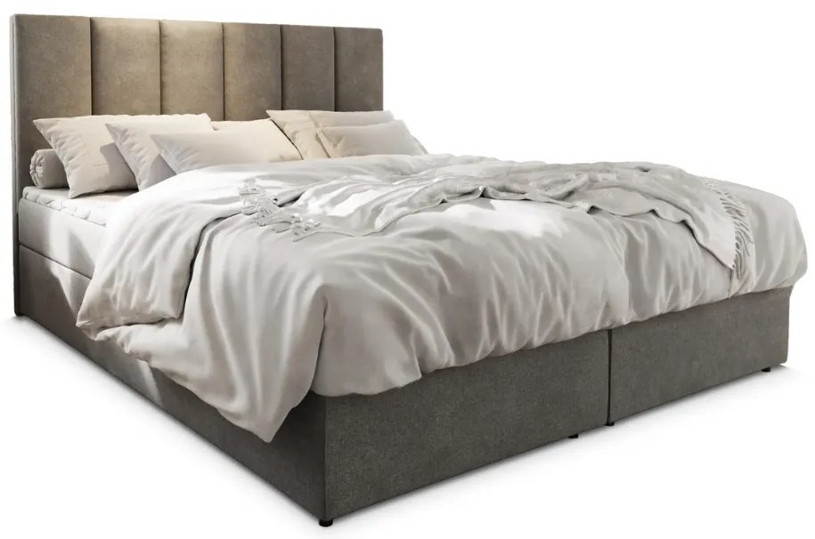 Čalúnená posteľ boxspring MERALIS 180x200 cm sivá Matrac: Bonell pružinová matrac