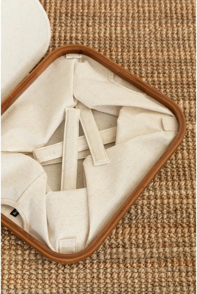 Krémový látkový úložný box s vekom 40,5x33x30 cm Bamboo/Linen – Bigso