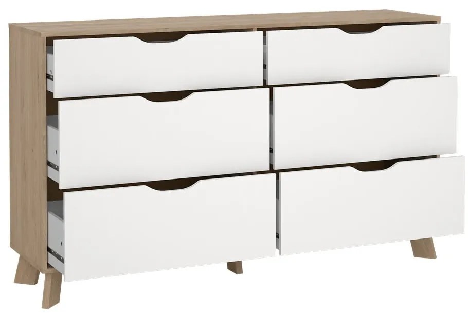 Biela/v prírodnej farbe komoda v dekore duba 156x92x40 cm Ikast – Tvilum