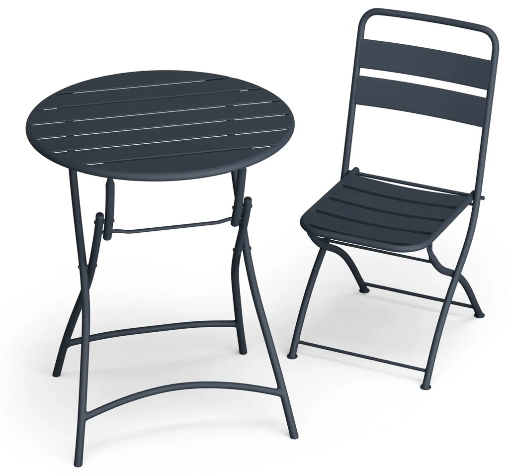 Blumfeldt RetroChic záhradný set, 1 stôl + 2 stoličky, 60 cm, skladacie, potiahnutý, odolný voči poveternostným vplyvom