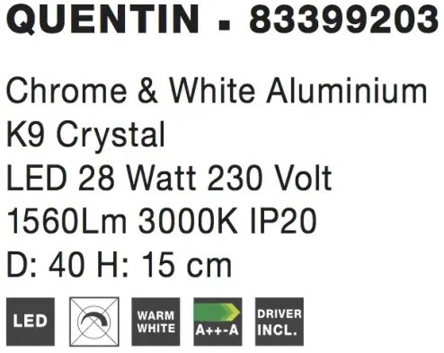 LED stropné svietidlo Quentin 40 Číra