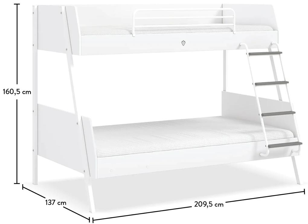 Študentská poschodová posteľ 90x200-120x200 Pure - biela