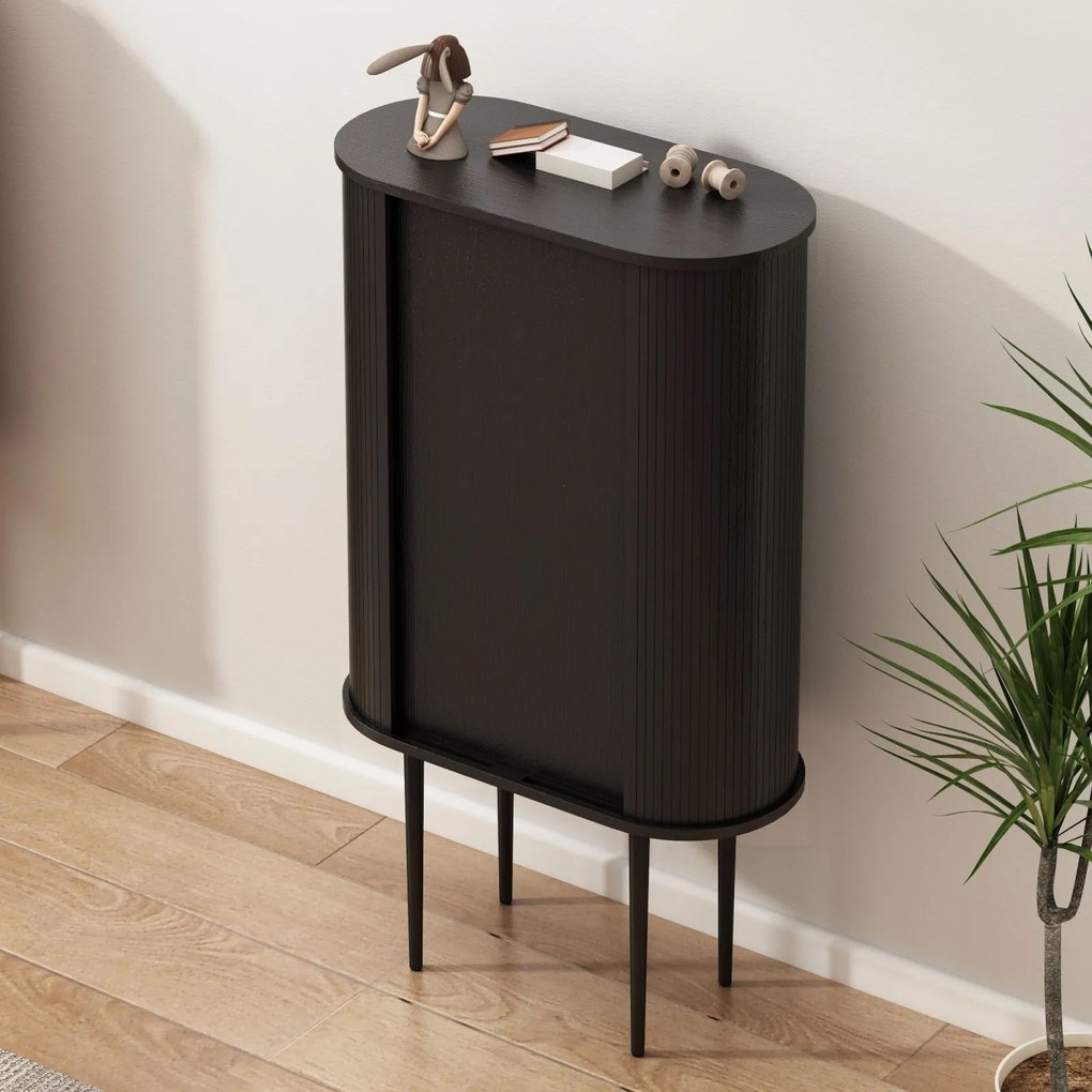 Vysoká komoda Clementa z masivu 75 cm černá