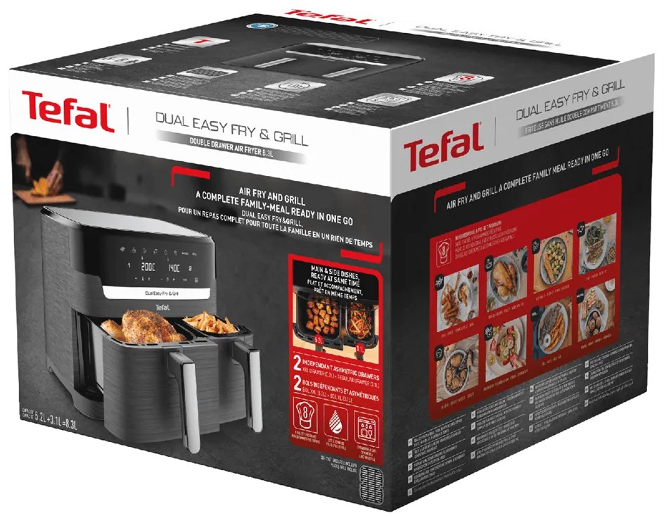 Teplovzdušná fritéza Tefal Dual Easy Fry & Grill 2v1 EY905B10 Čierna