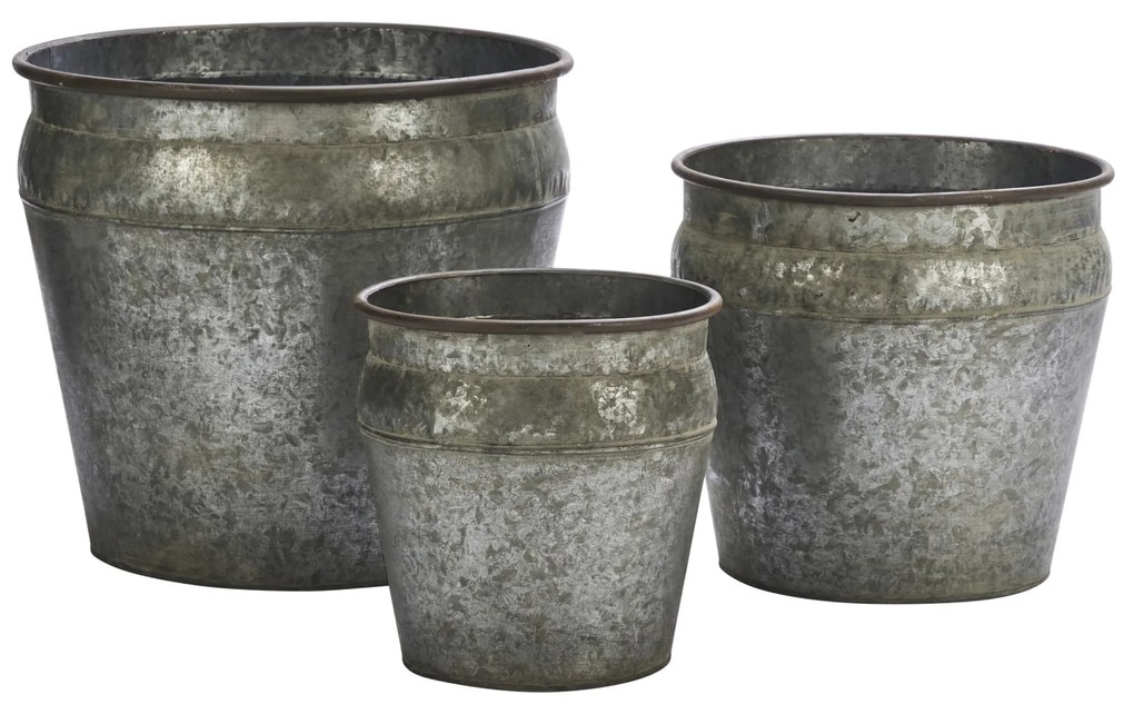 MADAM STOLTZ Kovový obal na kvetiny Round Galvanized M