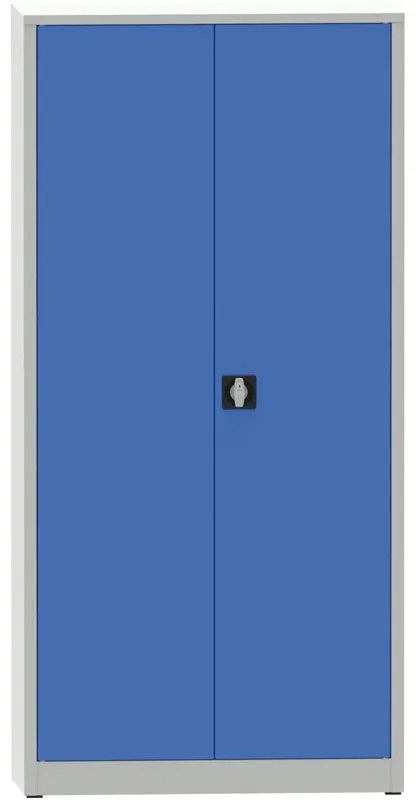 Dielenská policová skriňa na náradie KOVONA JUMBO, 4 police, zváraná, 950 x 600 x 1950 mm, sivá / modrá