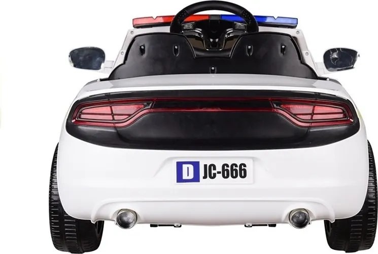 LEAN CARS Elektrické policajné autíčko biele, EVA kolesá, MP3