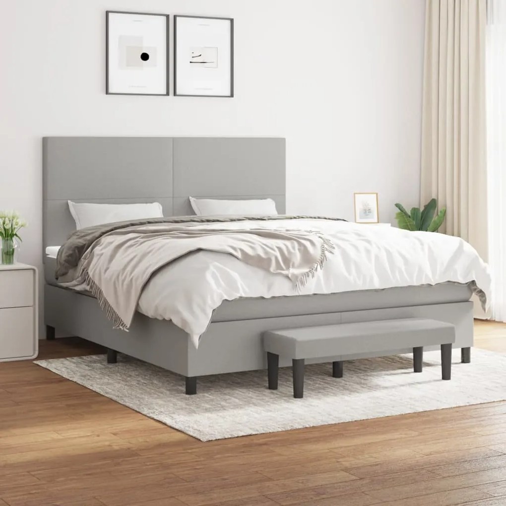 Boxspring posteľ s matracom bledosivý 160x200 cm látka 3136445