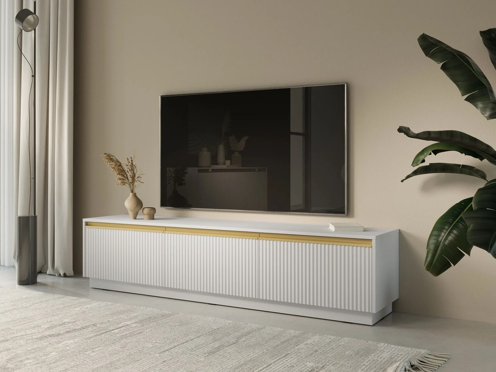 Televízny stolík Royal II 180 cm biely/zlatý