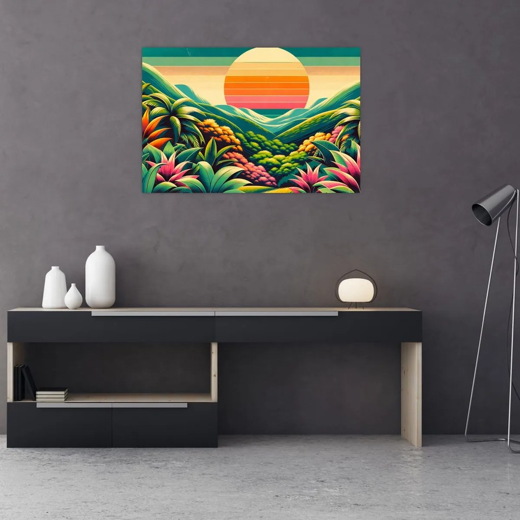 Obraz - Pestrofarebný západ slnka (90x60 cm)