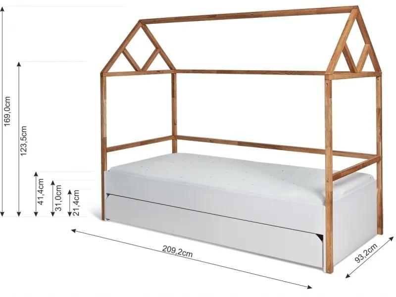 Bellamy Domčeková posteľ Lotta 90x200 sivá/prírodná