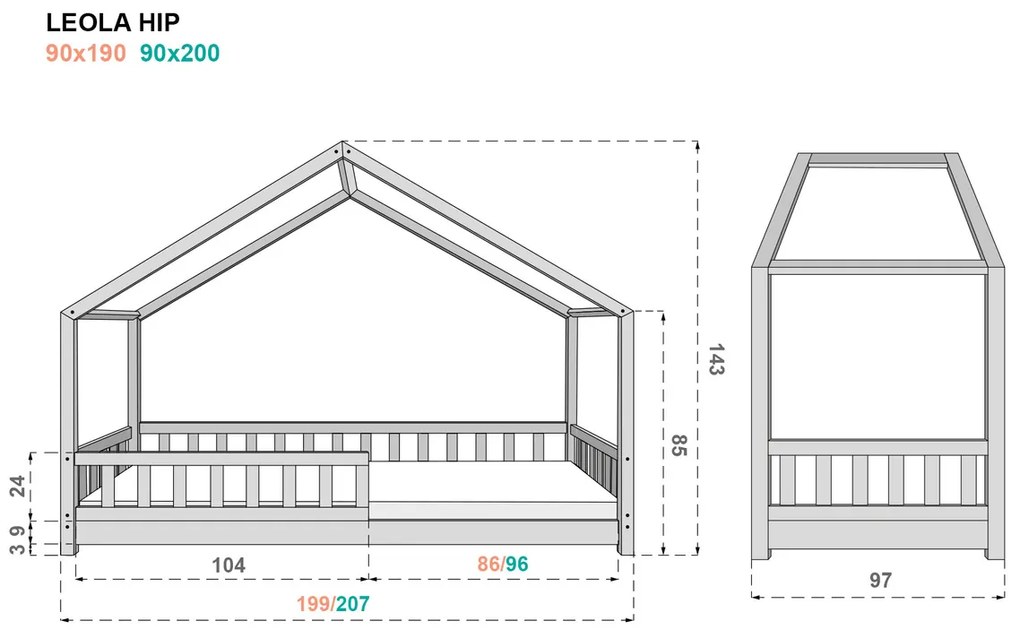 Ourbaby 32540-0 Housebed Leola 200x90 cm prírodná