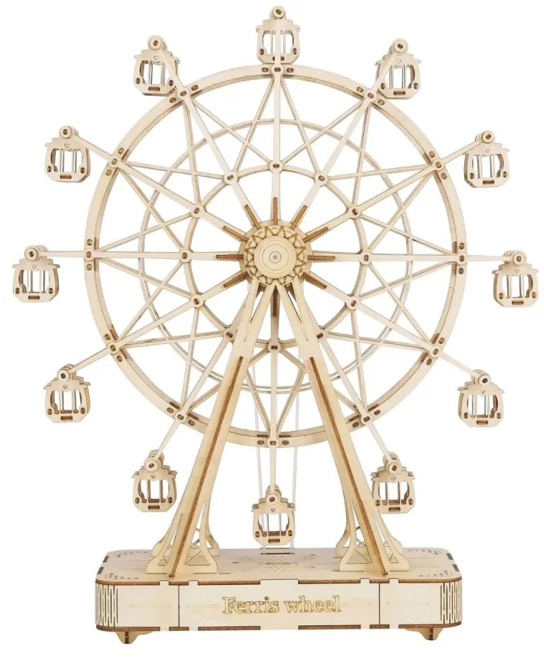 Robotime Drevené 3D mechanické puzzle Hracia skrinka Ruské koleso 232 ks