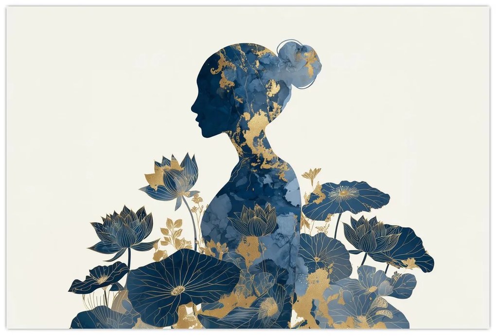 Obraz - Mramorový profil ženy (90x60 cm)