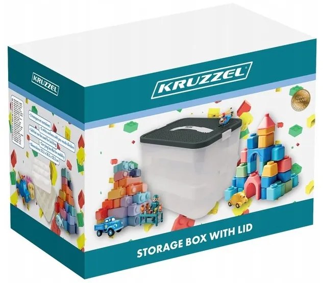 Kruzzel 25756 Úložný box na stavebnice, 15 l, 2 poschodia