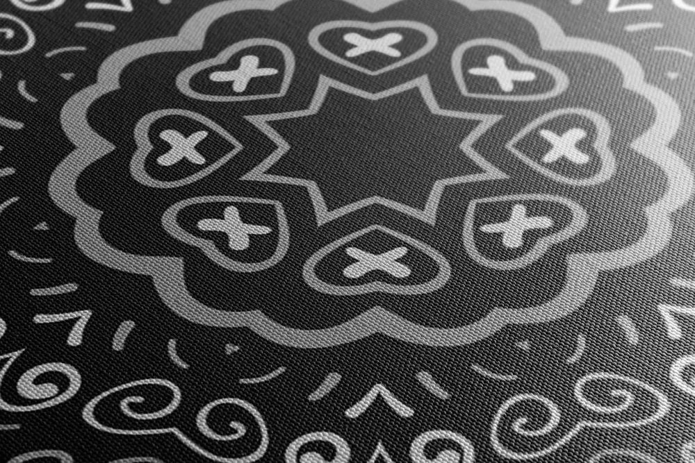Obraz Mandala lásky v čiernobielom prevedení - 120x40