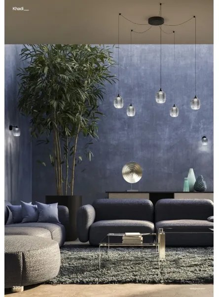 Redo 01-3487 -LED Stmievateľný luster na lanku KHADI 5xLED/5,2W/230V čierna/dýmová