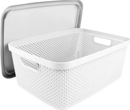 Úložný box s vekom Diamond 13 l, čierny/biely%