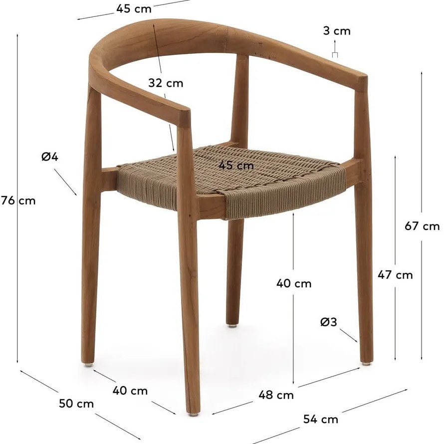 Jedálenská stolička v prírodnej farbe v súprave 4 ks Ydalia – Kave Home