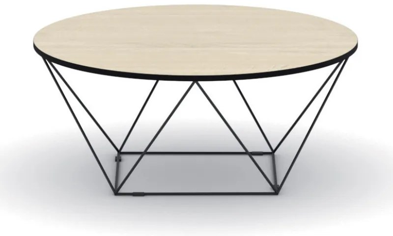 Okrúhly konferenčný stôl WIRE, priemer 105 cm, dub prírodný