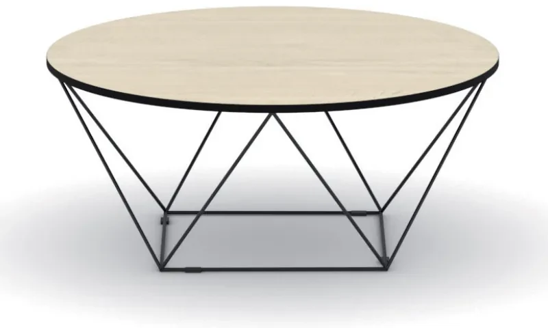 Okrúhly konferenčný stôl WIRE, priemer 105 cm, dub prírodný