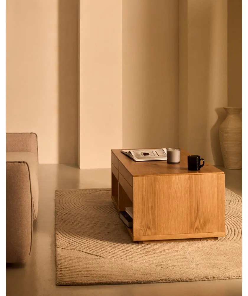 Konferenčný stolík v dekore duba v prírodnej farbe 60x140 cm Alguema – Kave Home