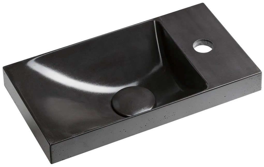 Sapho Sapho, AGOS betónové umývadlo 40x22cm, ľavé/pravé, antracitová lesklá, AS40016