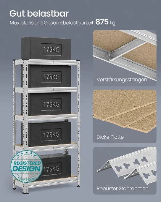 Set dvoch regálov SONGMICS GLR451E01 strieborný