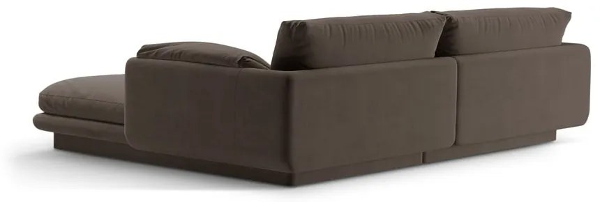 Hnedá zamatová rohová pohovka (ľavý roh/s leňoškou) Torino – Micadoni