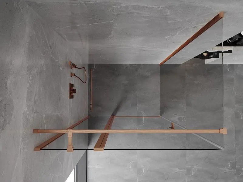 Mexen Mist T, sprchový kút s krídlovými dverami, 80 x 120 cm, 8mm číre sklo, medený profil, 8A4T-080-120-65-00