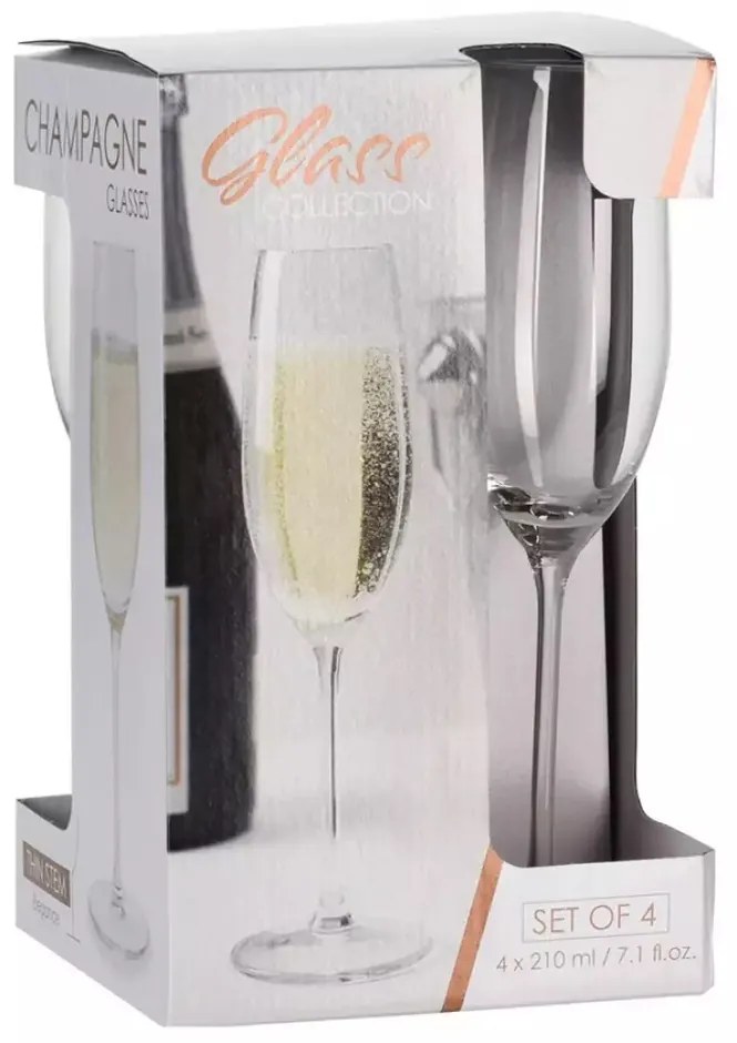 Sada pohárov na sekt Sparkle 210 ml, 4 ks