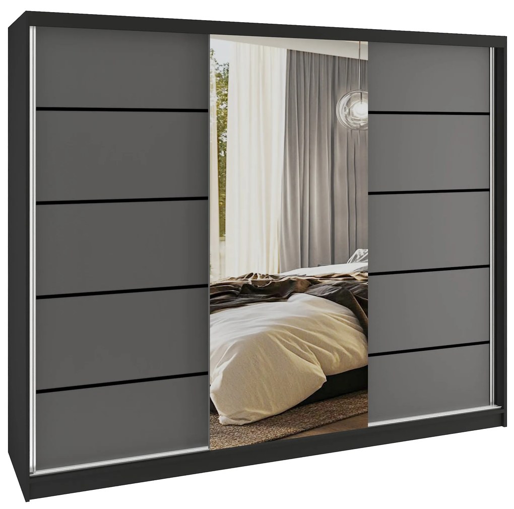 Šatníková skriňa SERENITY 232 cm šedý mat MBP SERENITY SZP8/0/B/SR/0/HIAL