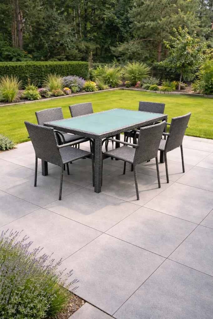 JEDÁLENSKÝ ZÁHRADNÝ SET BOLSENA 6 x STOLIČKA + STÔL ŠEDÝ