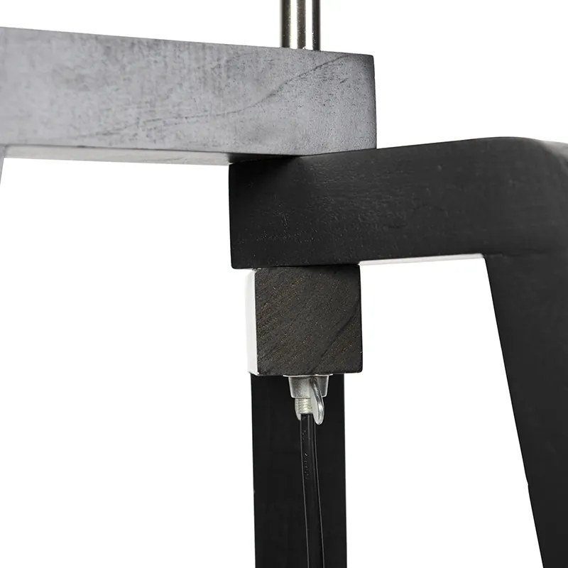 Stojacia lampa čierna trojnožka s červeným tienidlom so zlatým interiérom 50cm - Puros