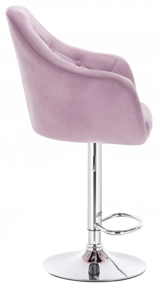 LuxuryForm DESIGN Barová stolička ANDORA VELUR na striebornom tanieri - levanduľa